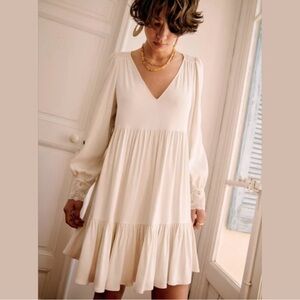 Sezane Aurena Dress with Lace Cuffs